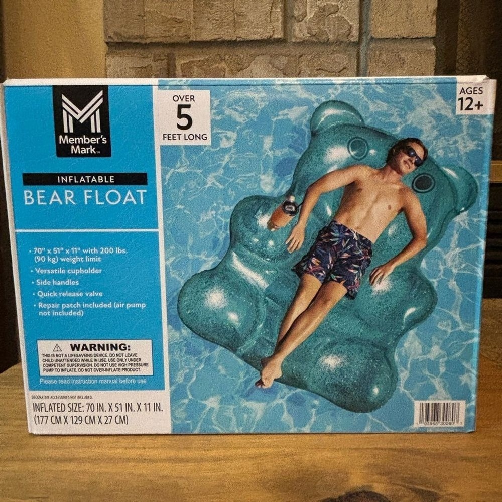 Member's Mark OVERSIZED Blue Gummy Bear Float Pool, Beach, Lake, Over 5.5 Feet‎